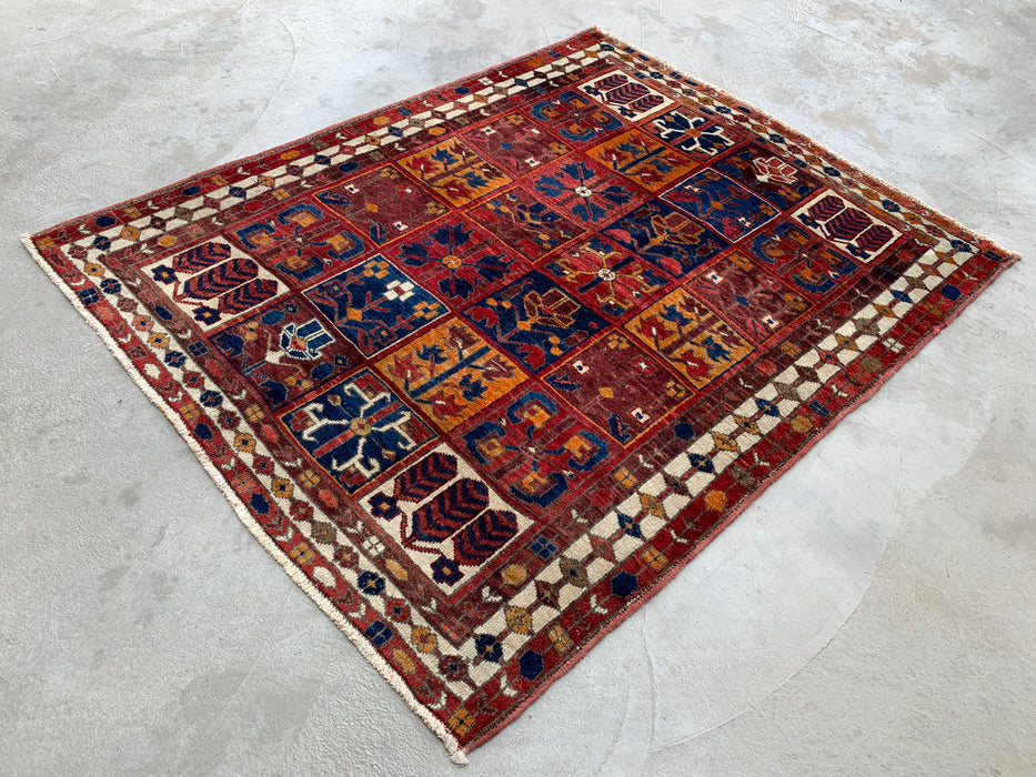 6'3 x 5'1 Hand-Knotted Persian Wool Rug - Multicolor Geometric Patchwork Design - KBHM-990
