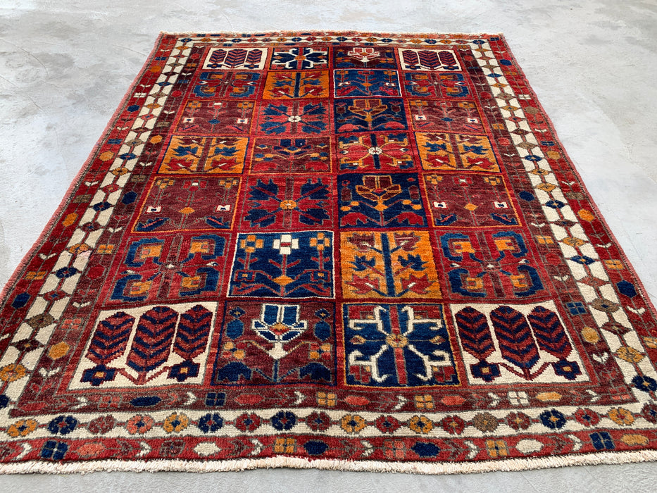 6'3 x 5'1 Hand-Knotted Persian Wool Rug - Multicolor Geometric Patchwork Design - KBHM-990