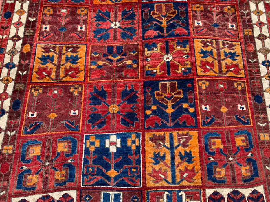 6'3 x 5'1 Hand-Knotted Persian Wool Rug - Multicolor Geometric Patchwork Design - KBHM-990