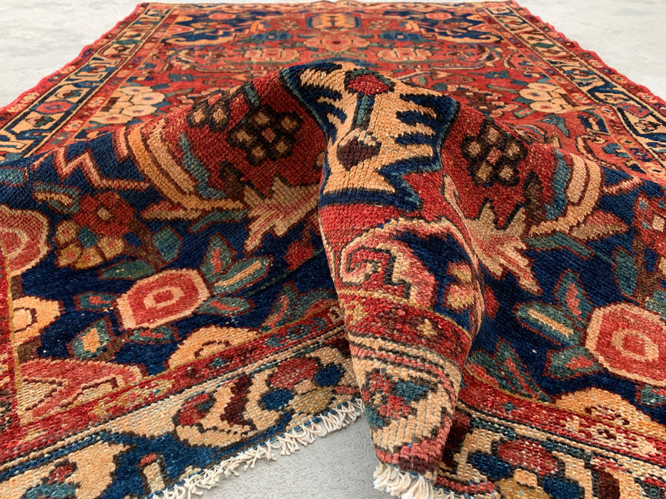 6'3 x 4'2 Hand-Knotted Persian Wool Rug - Coral Floral Botanical Design - KBHM-991