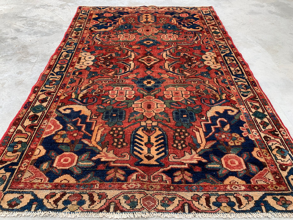 6'3 x 4'2 Hand-Knotted Persian Wool Rug - Coral Floral Botanical Design - KBHM-991