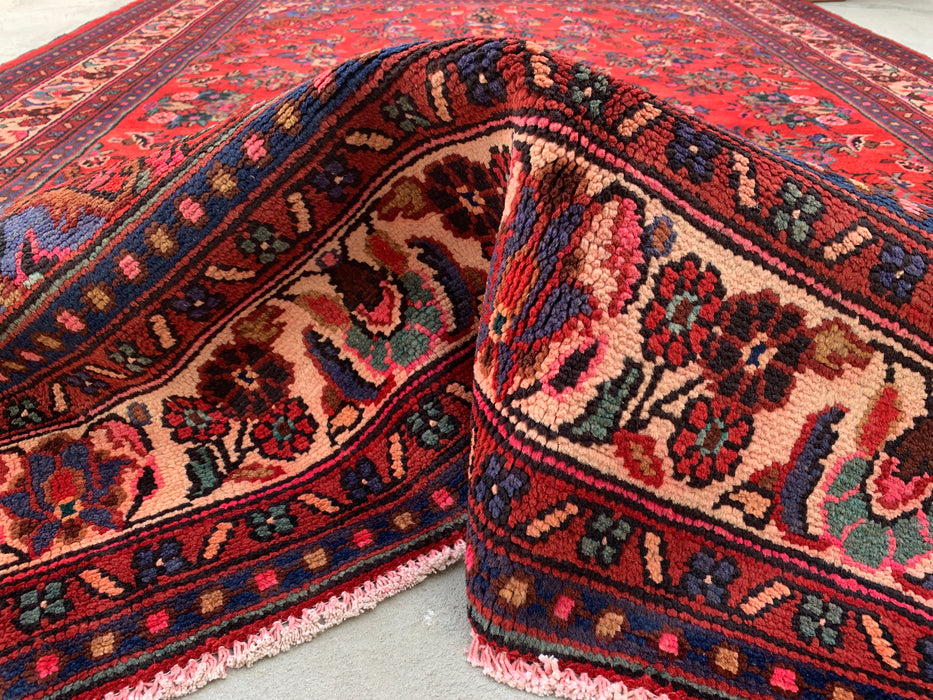 9'10 x 7'1 Hand-Knotted Persian Wool Rug - Coral Floral Medallion Design - KBHM-992