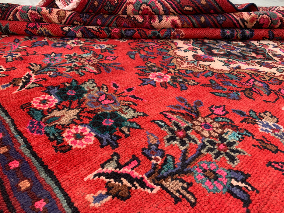9'10 x 7'1 Hand-Knotted Persian Wool Rug - Coral Floral Medallion Design - KBHM-992