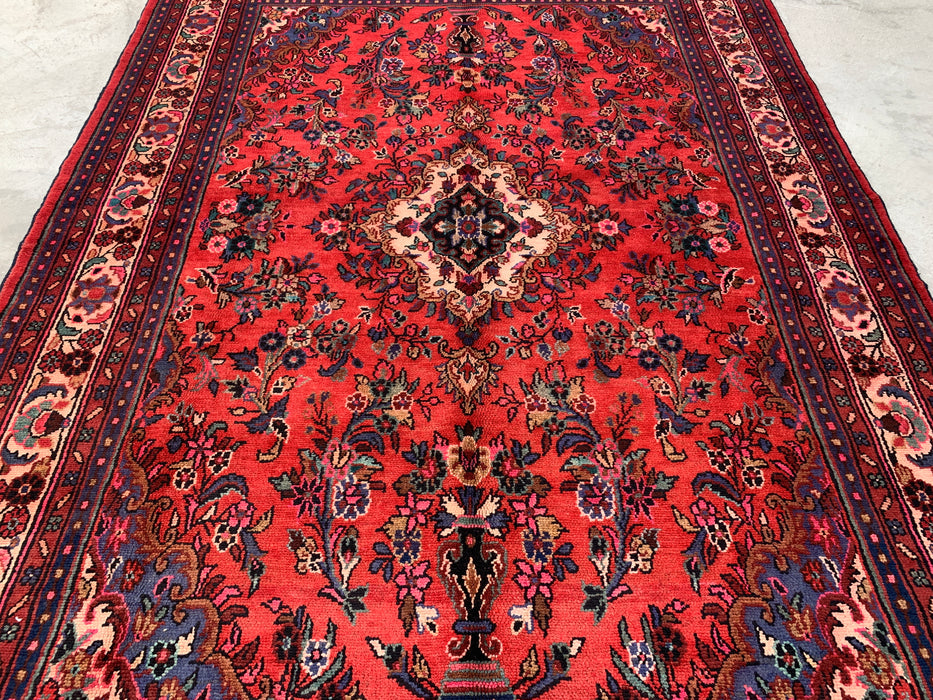 9'10 x 7'1 Hand-Knotted Persian Wool Rug - Coral Floral Medallion Design - KBHM-992