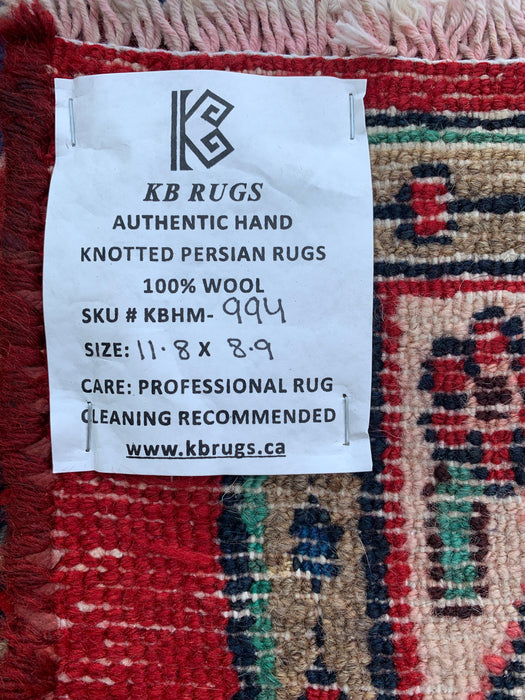 11'8 x 8'9 Hand-Knotted Persian Wool Rug - Red Floral Medallion Design - KBHM-994
