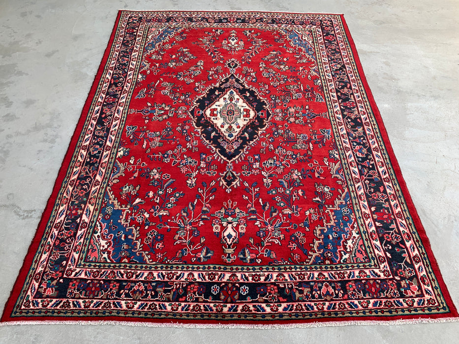 11'8 x 8'9 Hand-Knotted Persian Wool Rug - Red Floral Medallion Design - KBHM-994