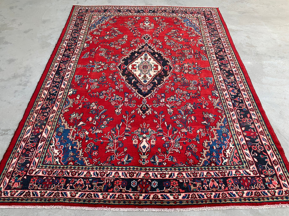 11'8 x 8'9 Hand-Knotted Persian Wool Rug - Red Floral Medallion Design - KBHM-994