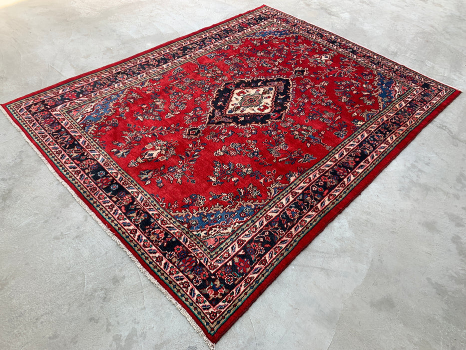 11'8 x 8'9 Hand-Knotted Persian Wool Rug - Red Floral Medallion Design - KBHM-994
