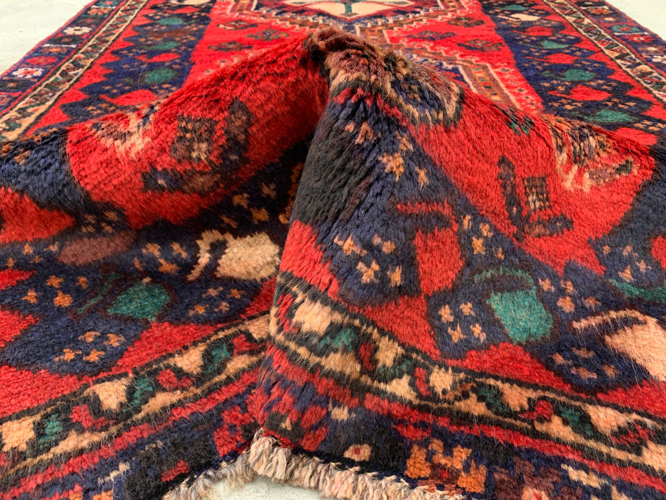 6'4 x 3'11 Hand-Knotted Persian Wool Rug - Red Tribal Medallion Design - KBHM-996