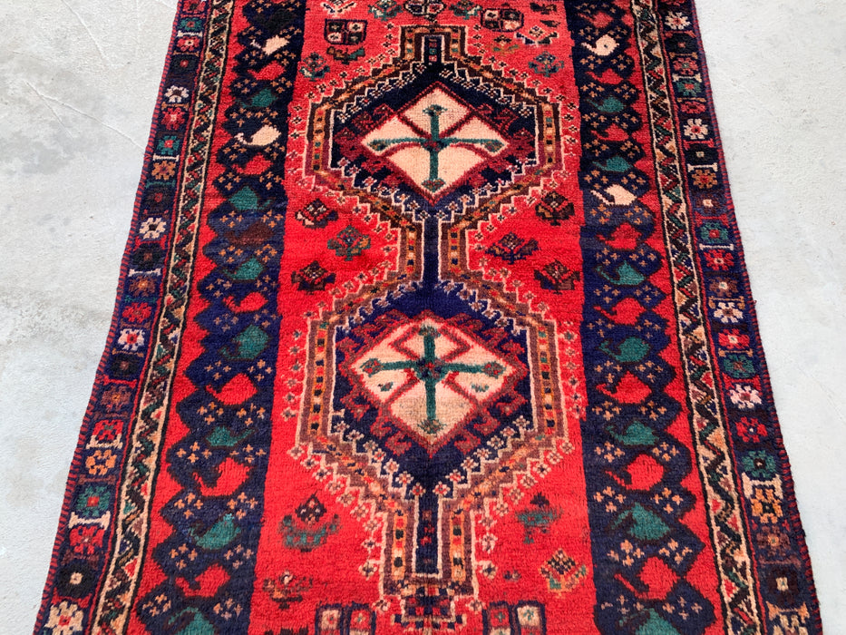 6'4 x 3'11 Hand-Knotted Persian Wool Rug - Red Tribal Medallion Design - KBHM-996