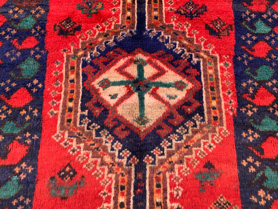 6'4 x 3'11 Hand-Knotted Persian Wool Rug - Red Tribal Medallion Design - KBHM-996