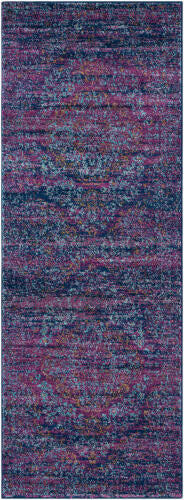 Livabliss Harput Machine Woven Rug — Navy / Plum Distressed | HAP-1003