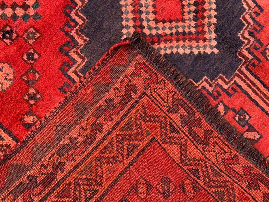9'4 x 5'0 Hand-Knotted Persian Wool Rug - Red Geometric Tribal Medallion Design - KBHM-998