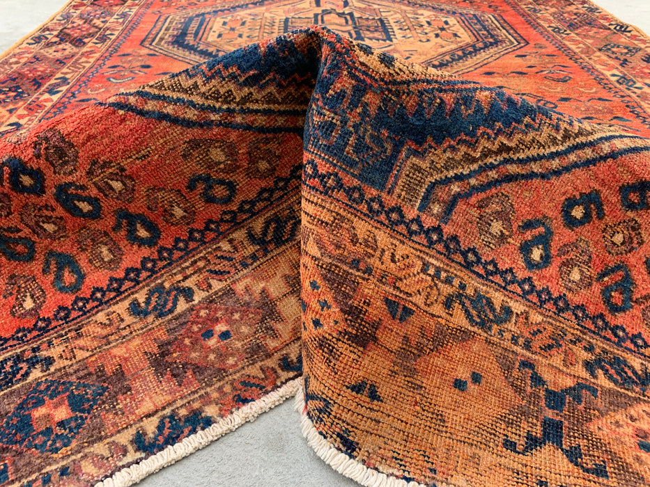 6'7 x 5'3 Hand-Knotted Persian Wool Rug - Faded Peach Tribal Medallion Design - KBHM-999