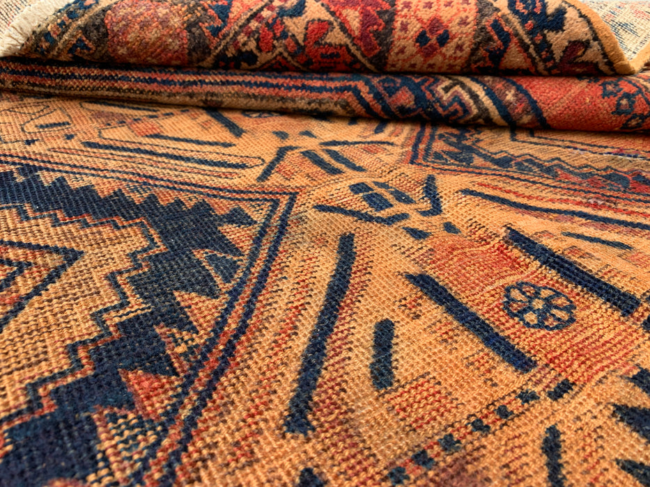 6'7 x 5'3 Hand-Knotted Persian Wool Rug - Faded Peach Tribal Medallion Design - KBHM-999