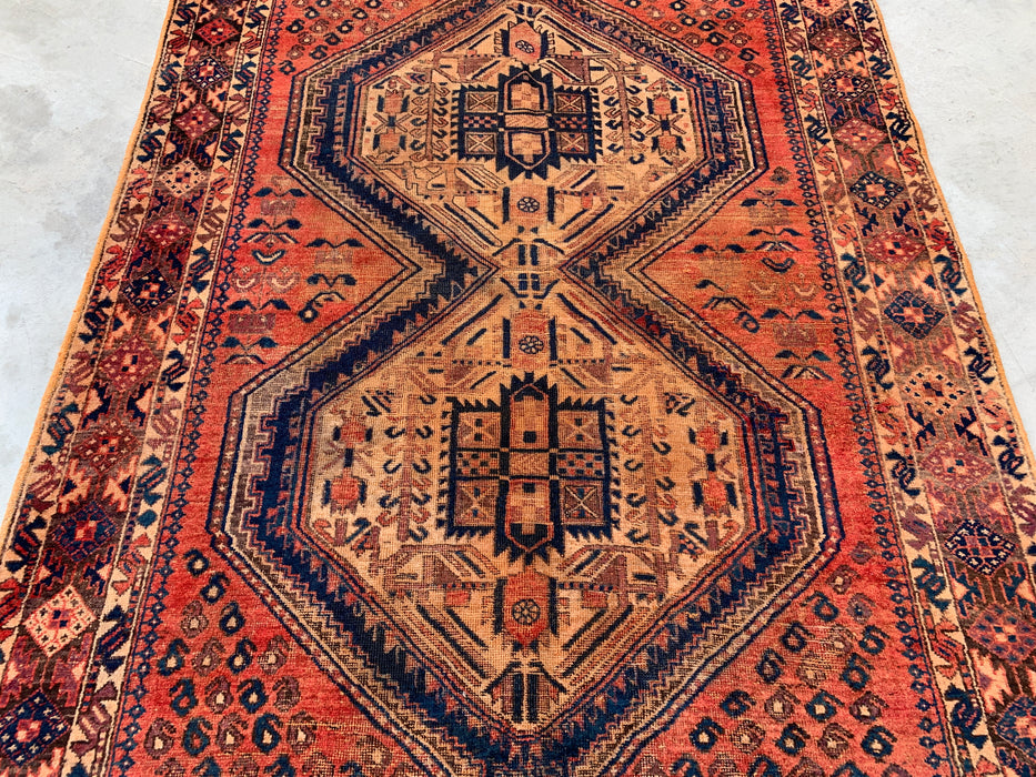 6'7 x 5'3 Hand-Knotted Persian Wool Rug - Faded Peach Tribal Medallion Design - KBHM-999