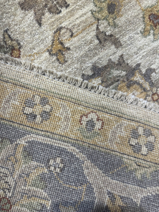 Hand-Knotted Chobi Wool Rug – Beige & Grey Border – 8' x 10'