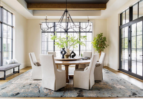 Arte Handmade Wool & Viscose Rug — Denim / Saffron | RTE-2307 - colour & pattern