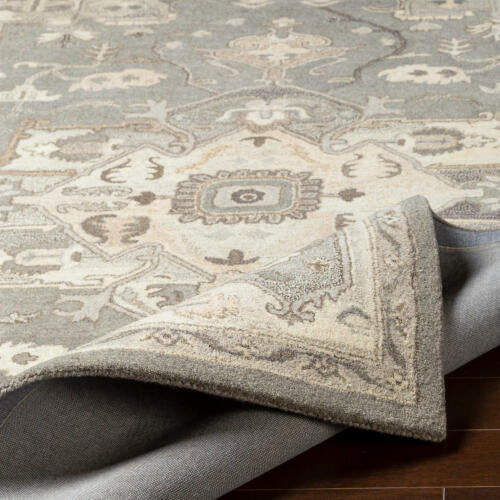 Caesar Handmade Wool Rug — Gray / Ivory | CAE-1196 - construction
