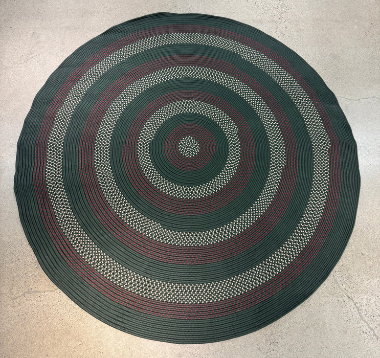 8' x 8' Round Braided Area Rug - Green/Ivory/Burgundy