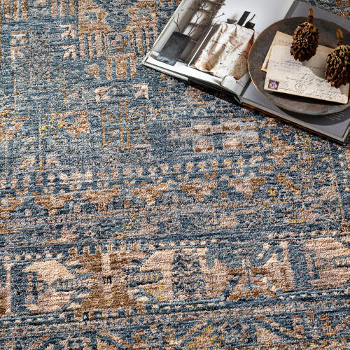 Livabliss Mirabel Machine Woven Rug — Denim / Camel | MBE-2301