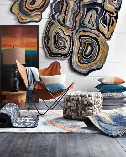 Banshee Handmade Wool & Viscose Rug — Dark Blue | BAN-3306