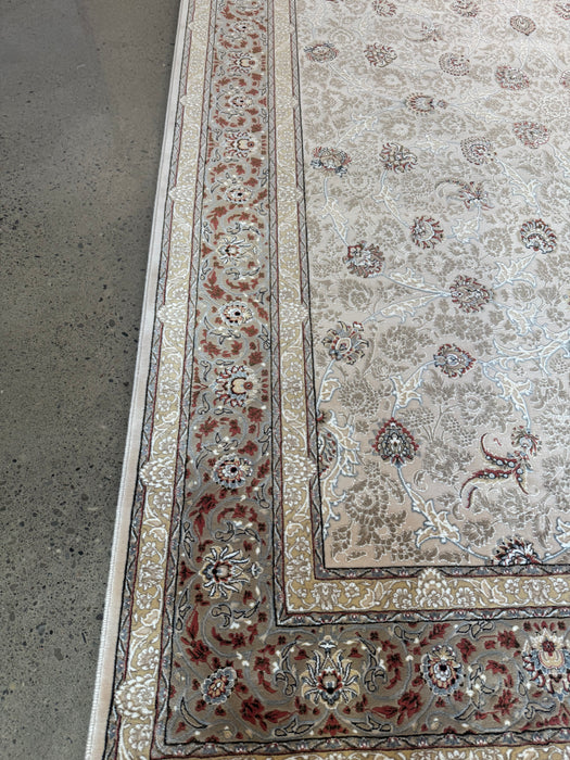 Luxury Persian Machine-Made Rug – Beige / Rust Floral Border – 7' x 10'