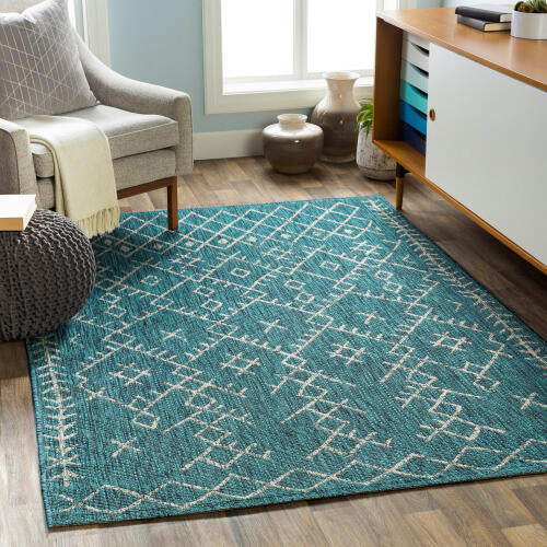 Livabliss Eagean Machine Woven Rug — Teal / Ivory | EAG-2330 - colour & pattern