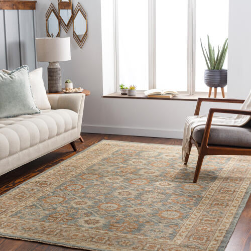 Reign Handmade Wool Rug — Teal / Terracotta Vintage Medallion | REG-2308