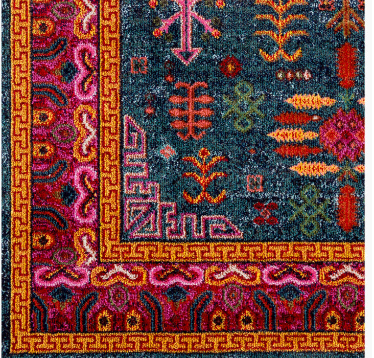 Anika Machine Woven Rug — Teal / Orange | ANI-1005