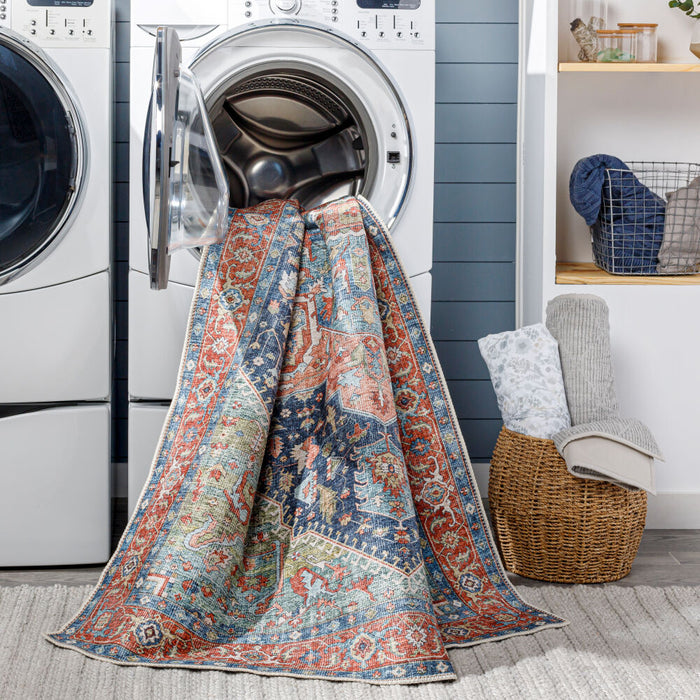 Amelie Machine Washable Rug — Navy / Peach | AML-2310