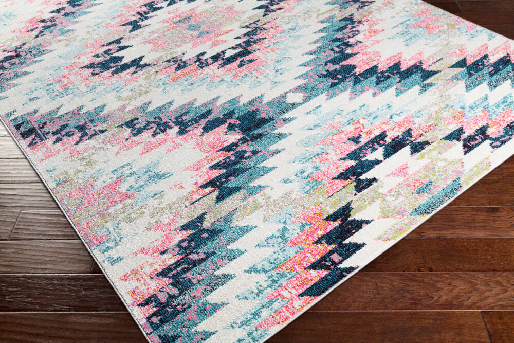 Anika Machine Woven Rug — Pink / Navy | ANI-1037