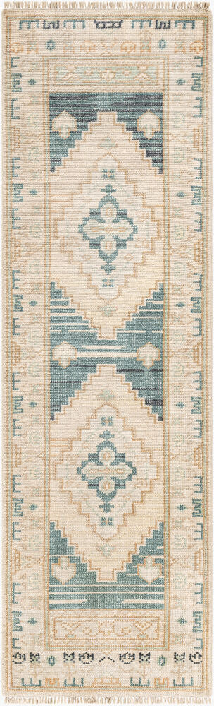 Anadolu Hand Knotted Rug — Teal / Cream | AAU-2301 - colour & pattern