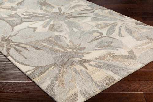 Athena Handmade Wool Floral Rug — Taupe | ATH-5150