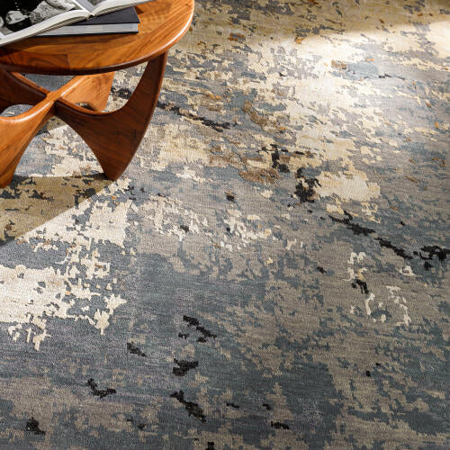 Arte Handmade Wool & Viscose Rug — Denim / Saffron | RTE-2307