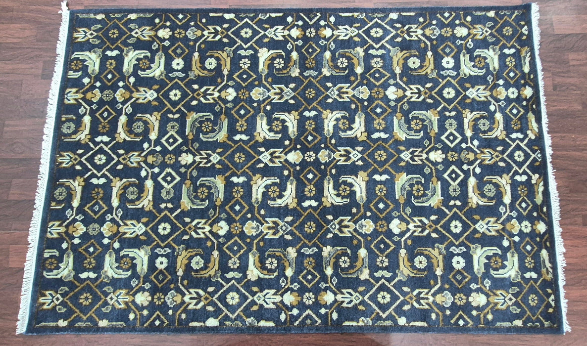 5.6x8ft. Hand knotted Oriental  Herati  design  Pure hand spun wool carpet, Dark Blue colour