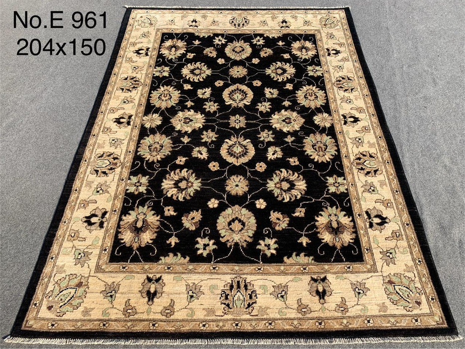 4’11 x 6’8 Black & Beige Afghan Chobi Rug