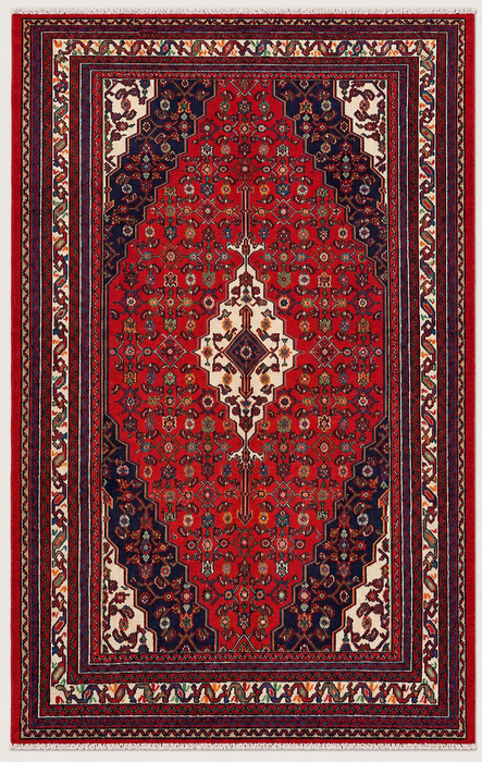 Handmade Persian Wool Area Rug 7x10 - Red Floral Medallion Persian Style Rug - Exact Size 10'1" x 6'11" - KBHM-963