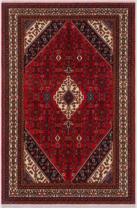 Handmade Persian Wool Area Rug 7x10 - Red Tribal Medallion Persian Style Rug - Exact Size 10'2" x 6'10" - KBHM-680