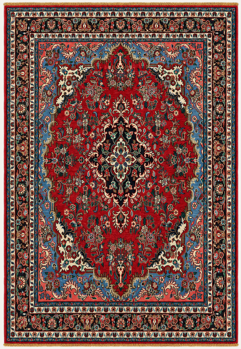 Handmade Persian Wool Area Rug 7x10 - Red Floral Medallion Persian Style Rug - Exact Size 10'1" x 6'9" - KBHM-669