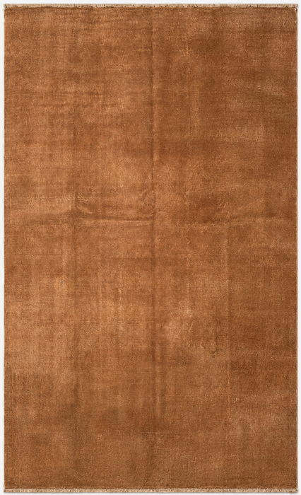 Handmade Persian Wool Area Rug 7x10 - Solid Brown Minimalist Chobi Style Rug - Exact Size 9'4" x 6'7" - KBHM-619
