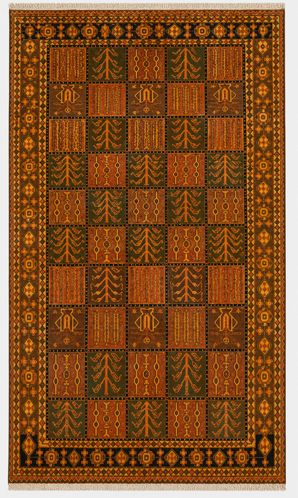 Handmade Persian Wool Area Rug 7x10 - Red Bakhtiari Persian Style Rug - Exact Size 10'2" x 6'7" - KBHM-1184