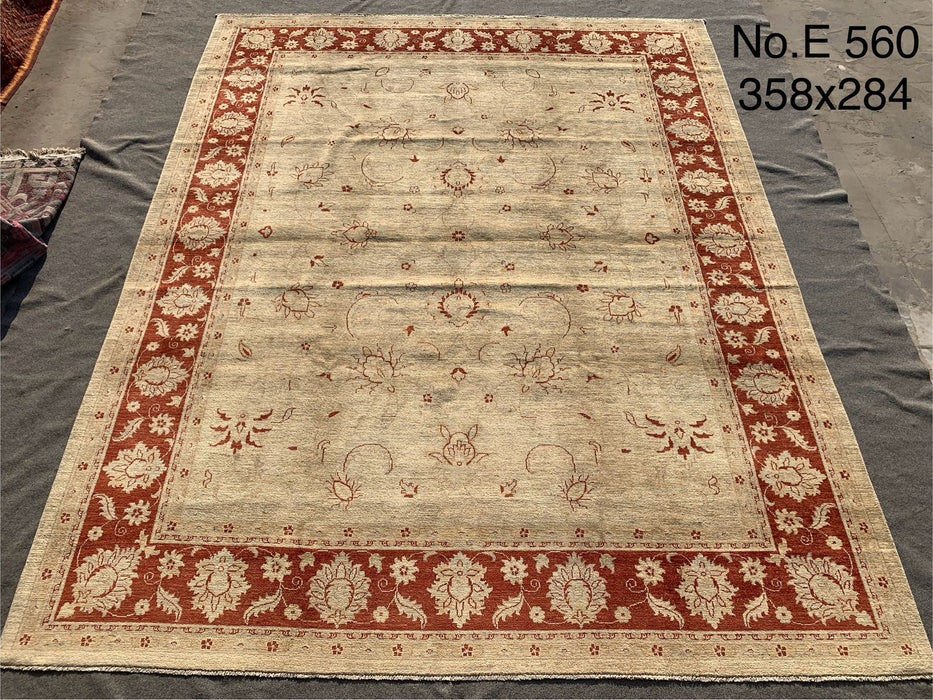 Hand-Knotted Afghan Ziegler Rug – 9’4” × 11’9”