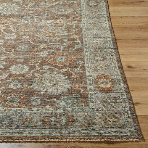Reign Handmade Wool Rug — Warm Brown & Blue Traditional Design | REG-2318