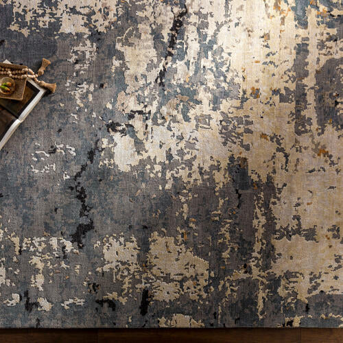 Arte Handmade Wool & Viscose Rug — Denim / Saffron | RTE-2307