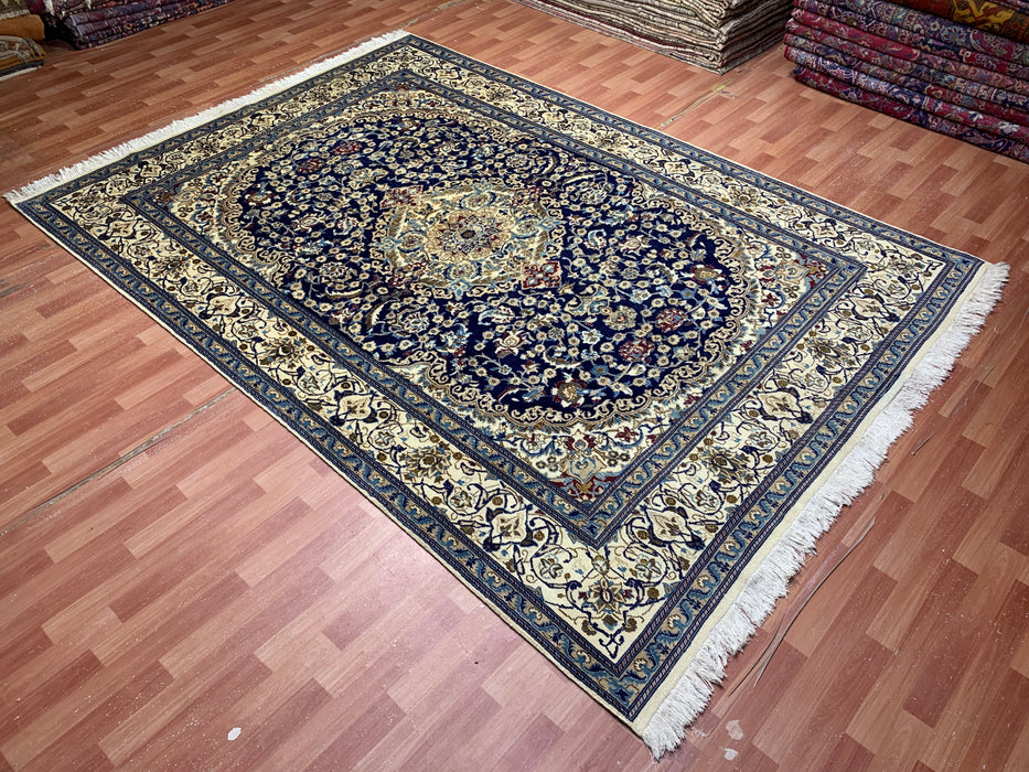 8'x10' Hand-Knotted Chobi Navy/Ivory Area Rug – KB Rugs