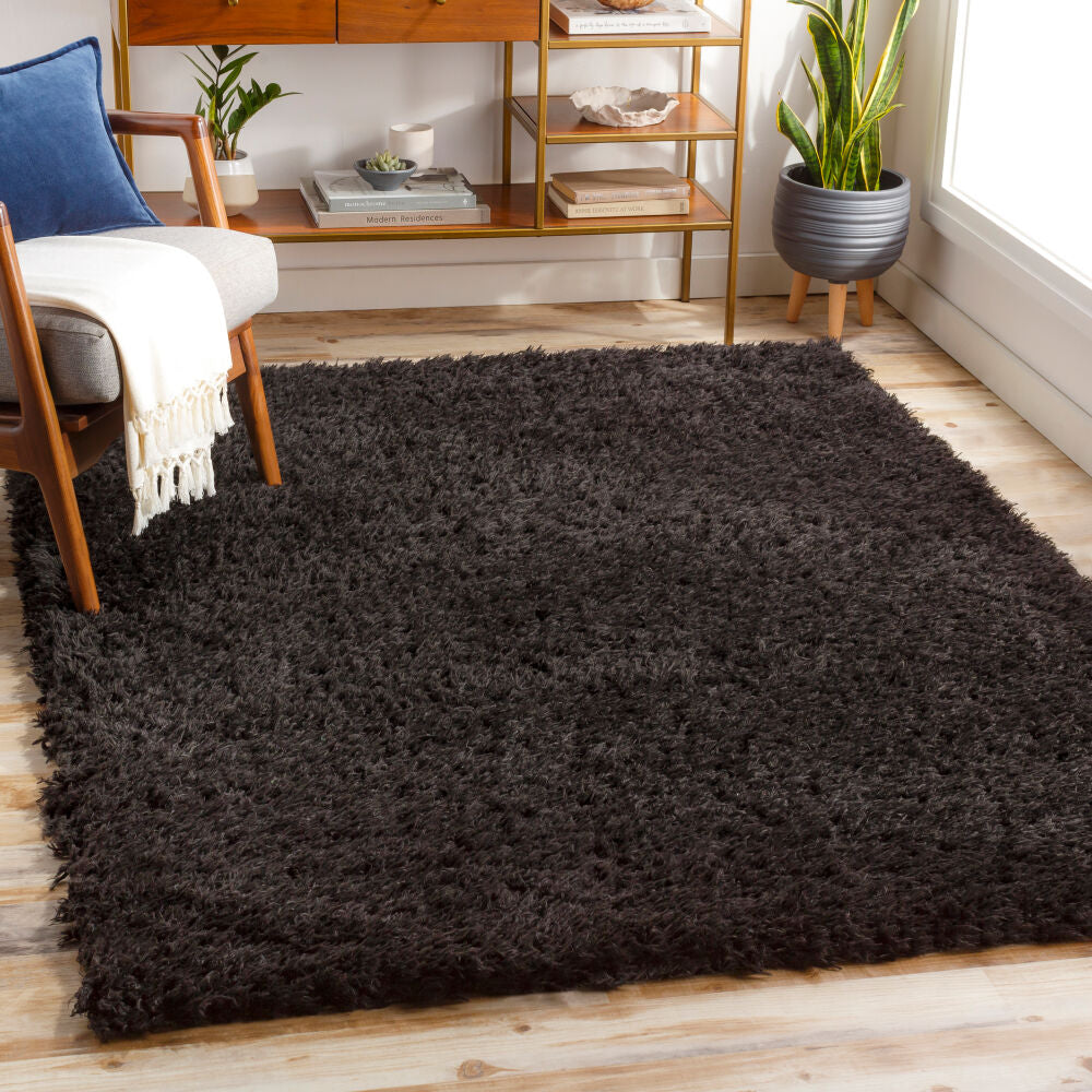Angora Machine Woven Rug — Black | ANG-2306 - colour & pattern