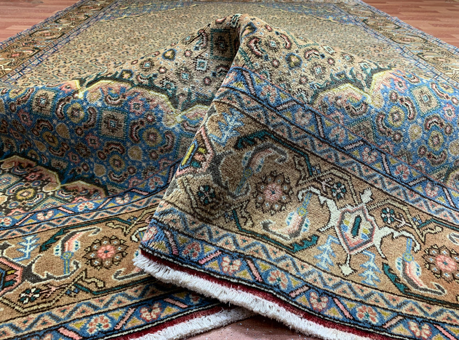 7'x10' Hand-Knotted Persian Beige/Teal Area Rug – KB Rugs 