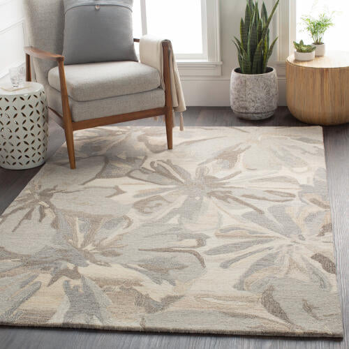 Athena Handmade Wool Floral Rug — Taupe | ATH-5150