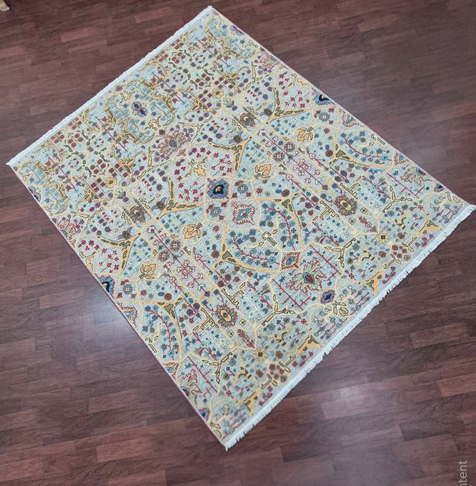 8x10 ft. Hand knotted Carpet, Orintal Bijar Embossed design, Grey/Beige